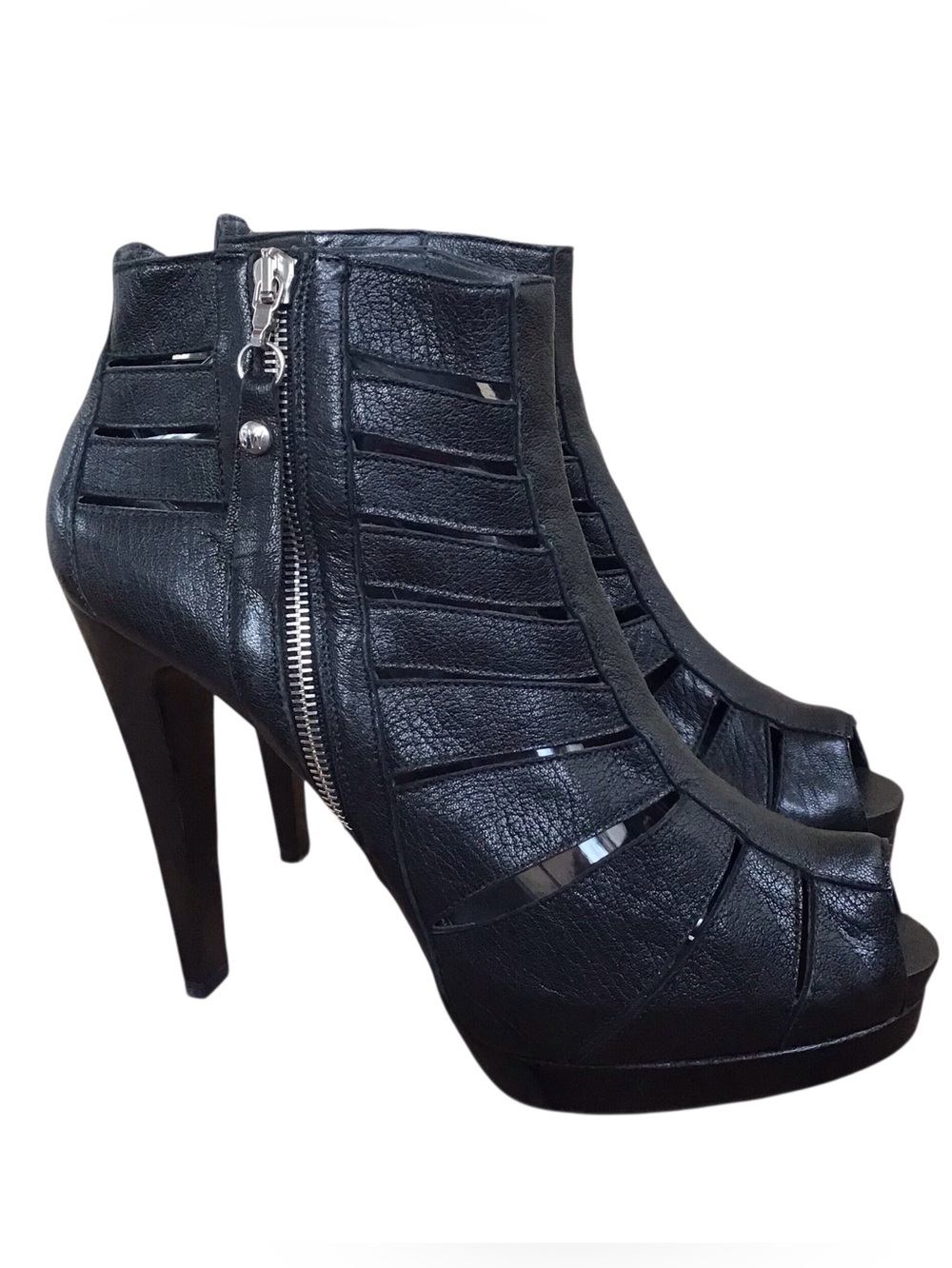 Stuart Weizmann Black Leather Gladiator High Heels Made in Spain